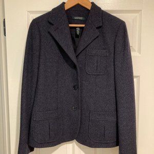 Lauren Ralph Lauren wool tweed blazer Size 10, navy NEVER WORN